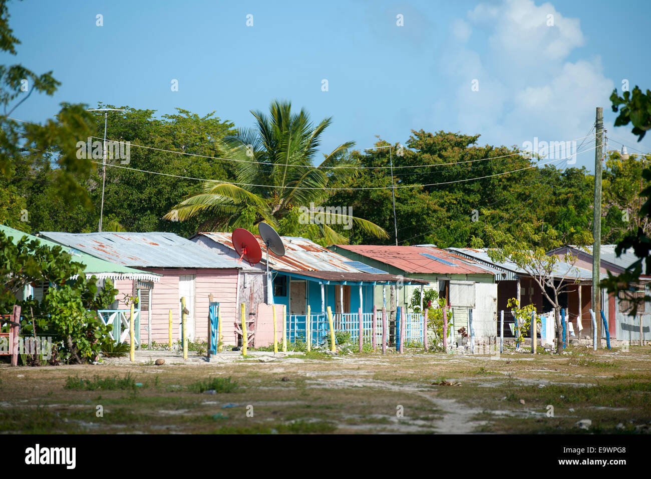Dominikanische Republik, Osten, Bayahibe, Parque Nacional del Este, Insel Saona, Inseldorf Mano Juan Stock Photo