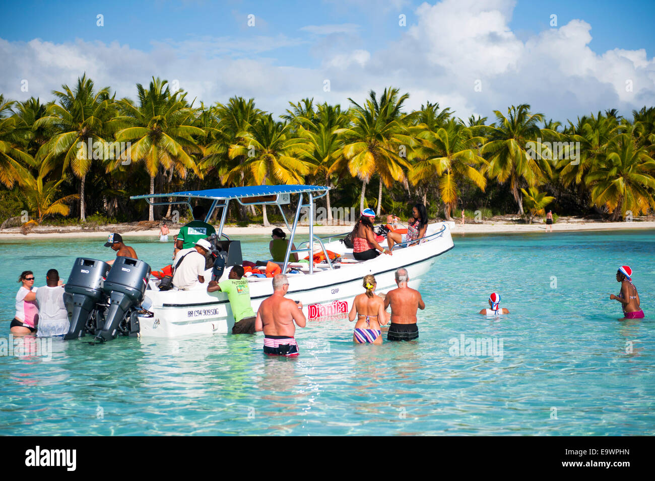 Dominikanische Republik, Osten, Bayahibe, Parque Nacional del Este, Badestopp beim Piscina Natural bei der Bootsfahrt von der Insel Sauna nach Bayahib Stock Photo