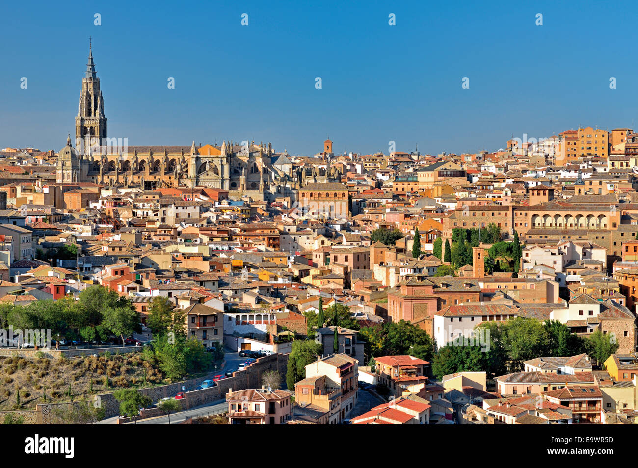Spain, Castilla-La Mancha: View to the historic town of Toledo Stock Photo