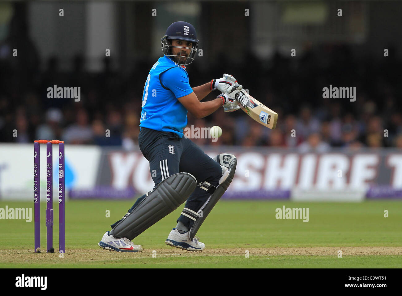 Cricket - Ravi Bopara of England bats during the Royal London One-Day match against Sri Lanka at Lord's in 2014 Stock Photo