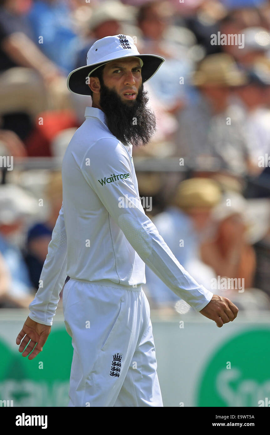 Cricket - Moeen Ali of England in the field during the First Investec Test against Sri Lanka at Lord's in 2014 Stock Photo