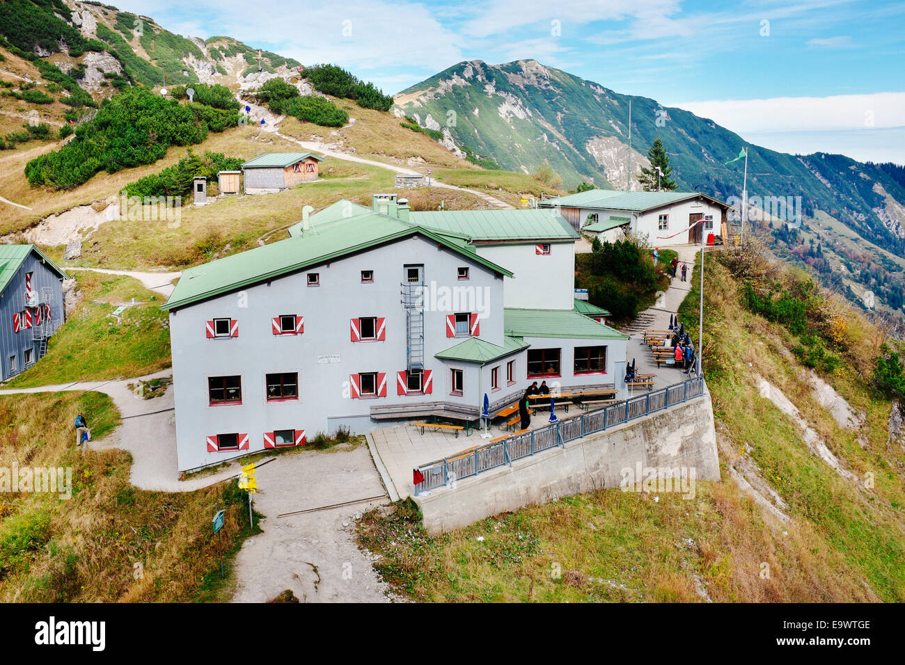 Stripsenjochhaus mountain lodge on Stripsenkopf, Wilder Kaiser, Tirol Austria Stock Photo