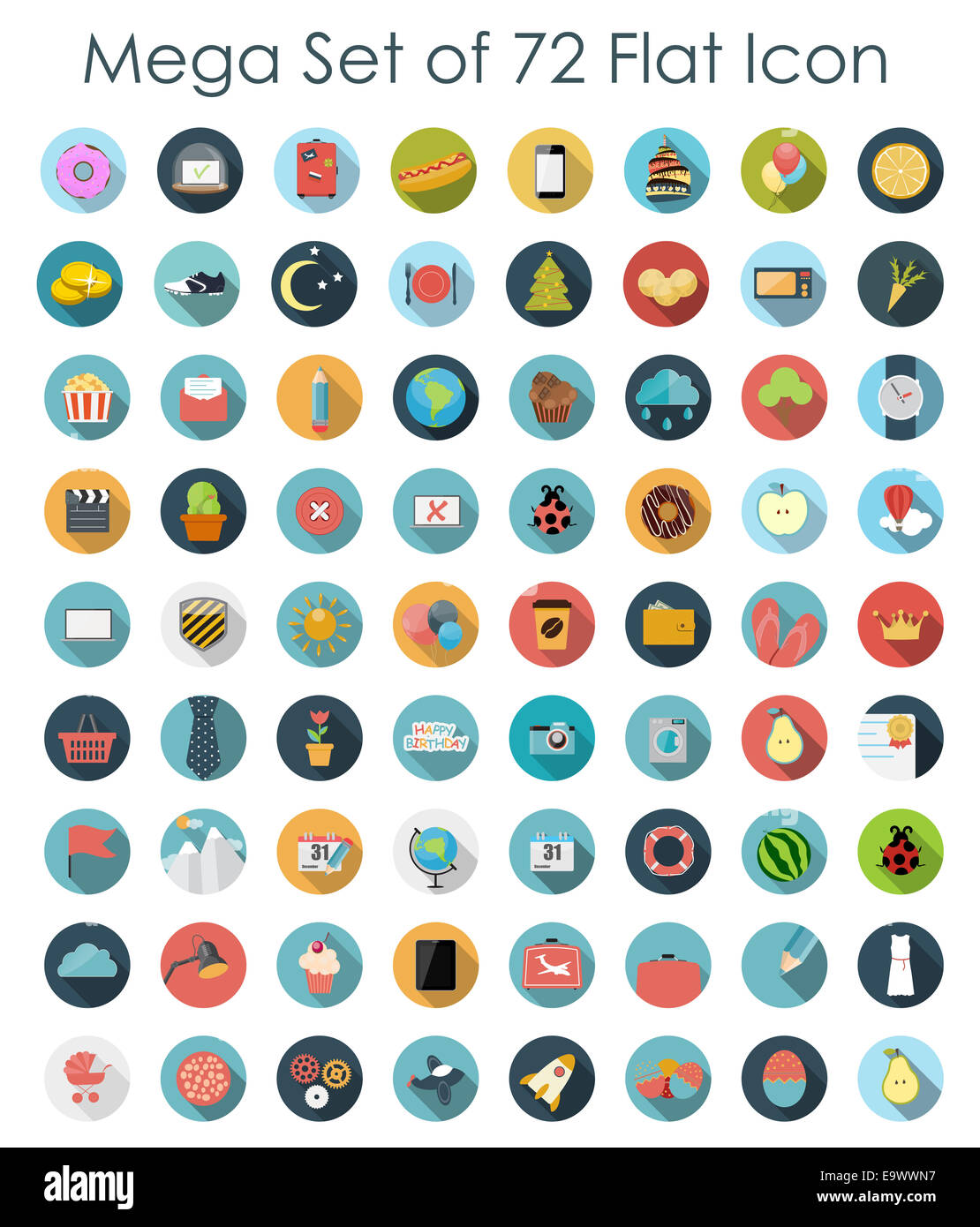 Set of Flat Design Concept Vector Illustration With Long Shadow Stock ...