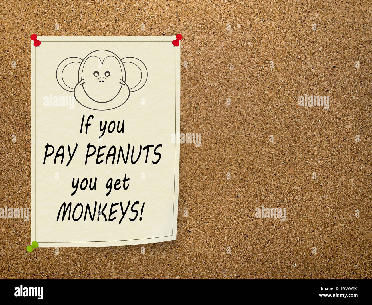 Old office saying pay peanuts get monkeys. Low pay Stock Photo Alamy