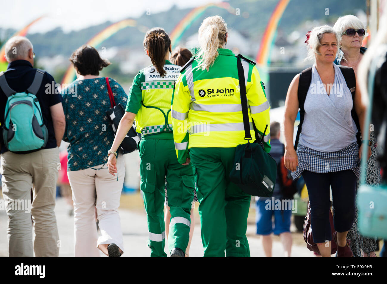 Two St John Ambulance Wales first aiders women volunteers at the