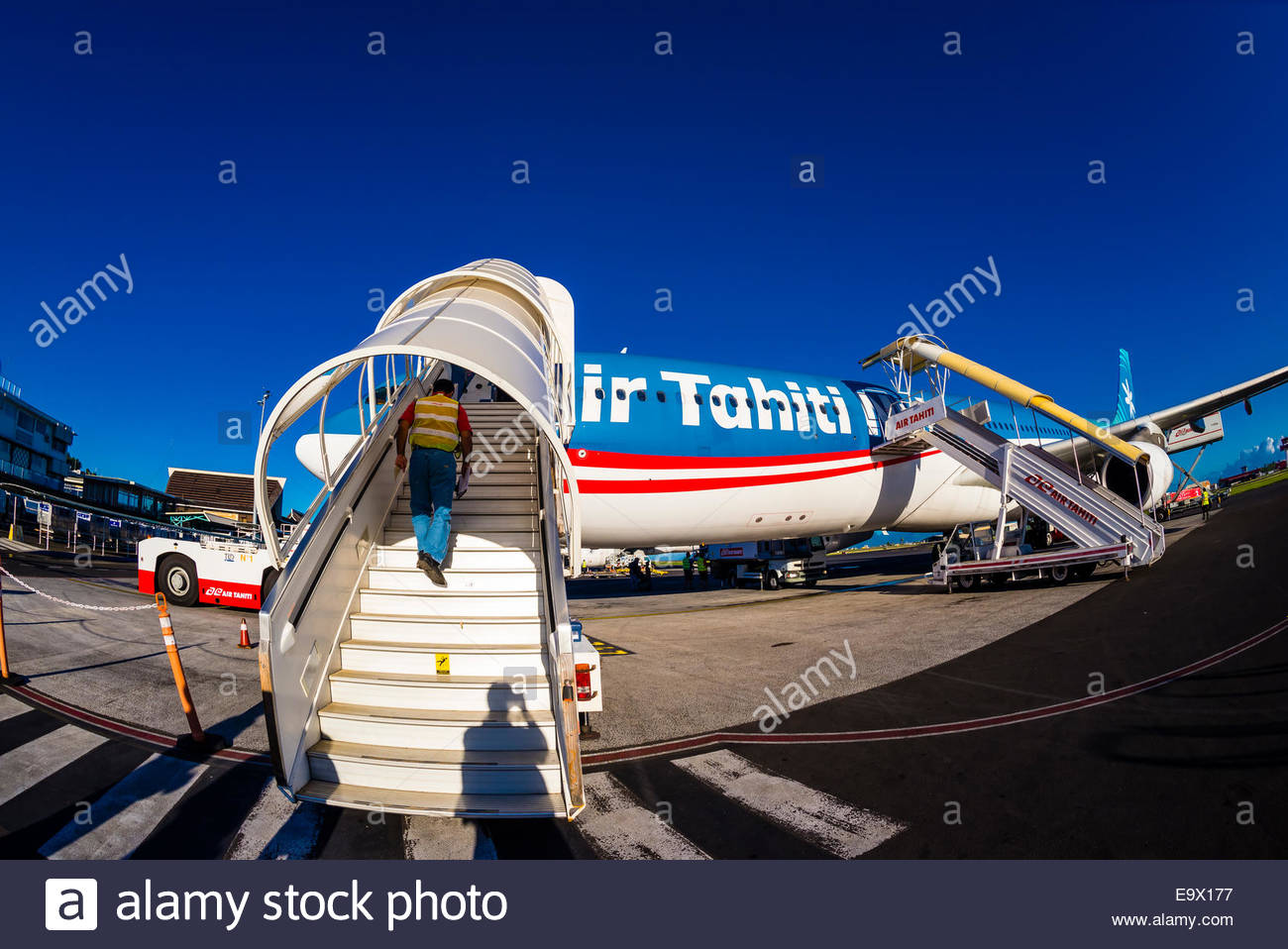 Air Tahiti Nui jet, Fa'a'ā International Airport, Faaa, Tahiti Stock