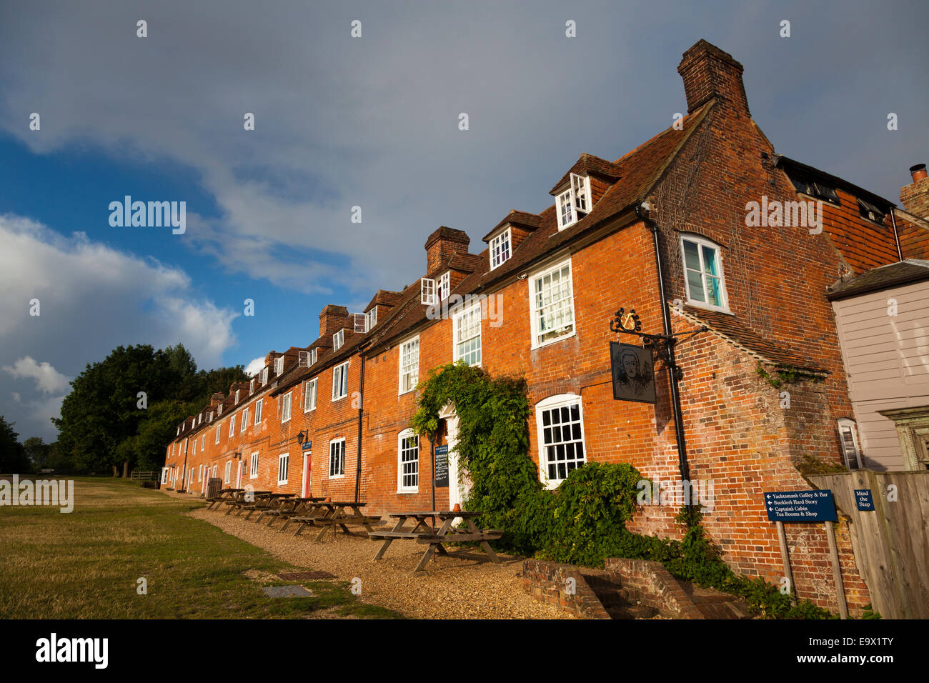 Exterior of traditional cottages used as pub at the Master Builders