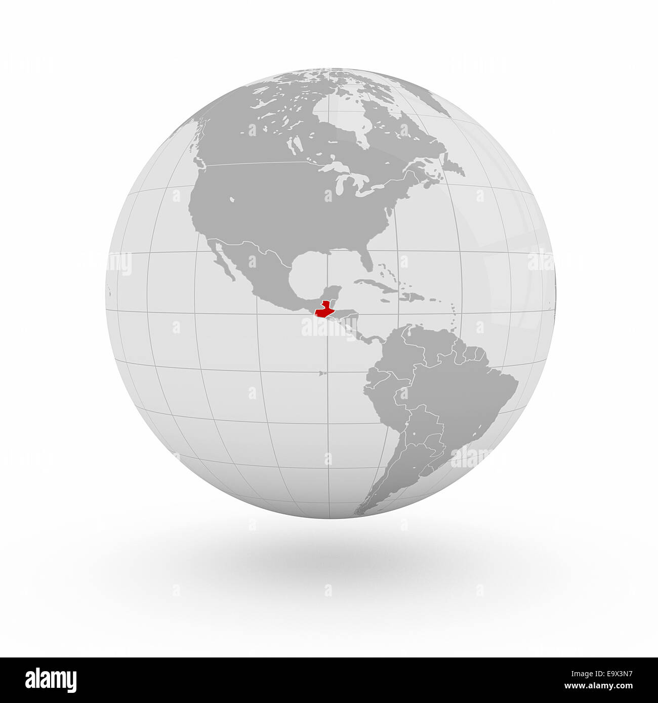 Guatemala on globe isolated on white background Stock Photo