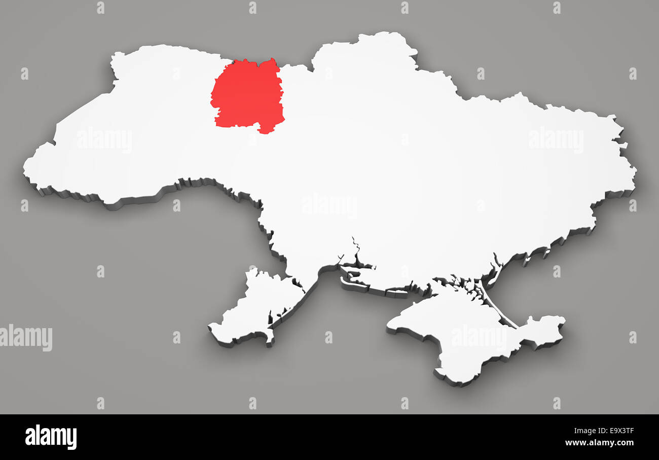 Map of Ukraine, division regions, Zhytomyr Stock Photo