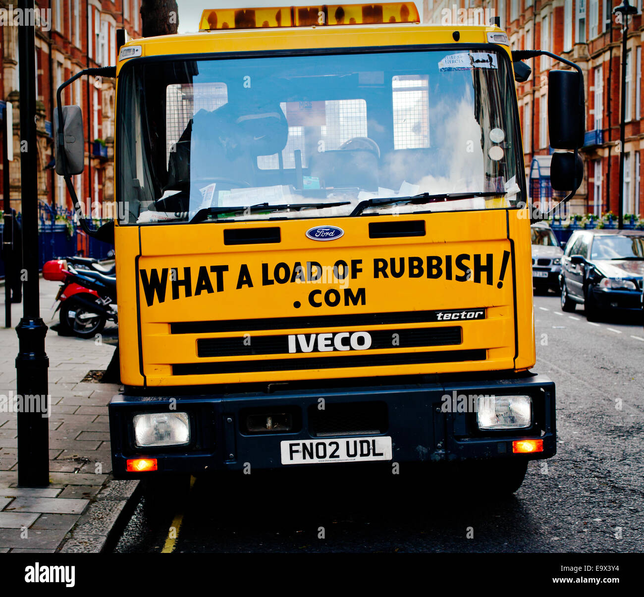 Rubbish removal truck, Bickenhall Street, London, England,UK Stock