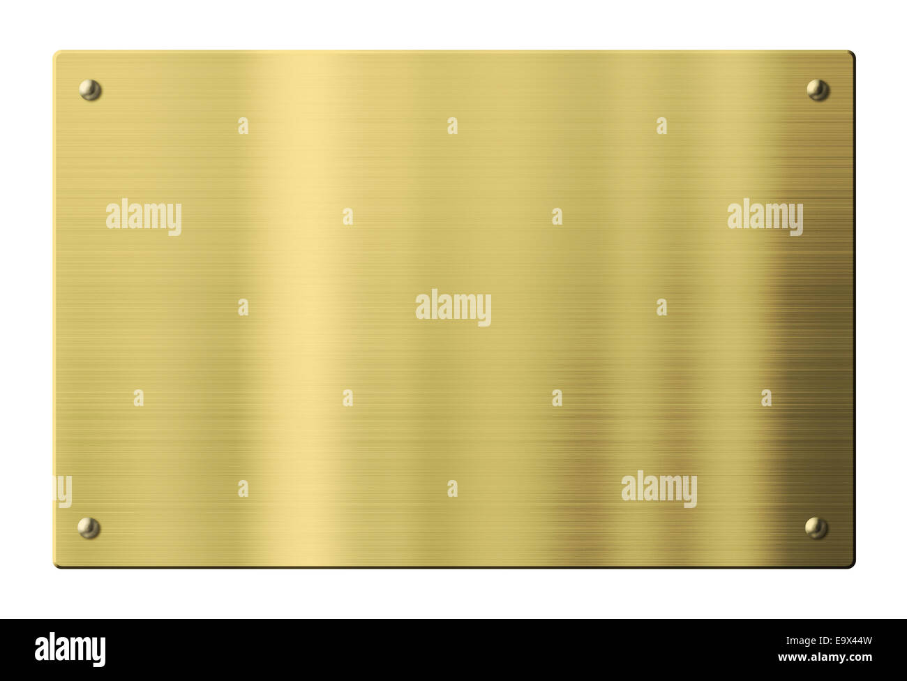 Brass or gold metal plate isolated with clipping path included Stock