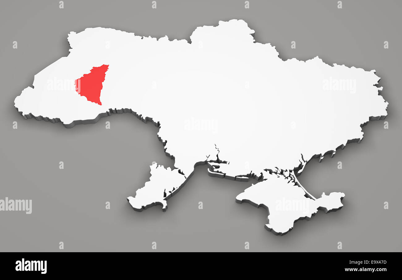 Map of Ukraine, division regions, Ternopil Stock Photo
