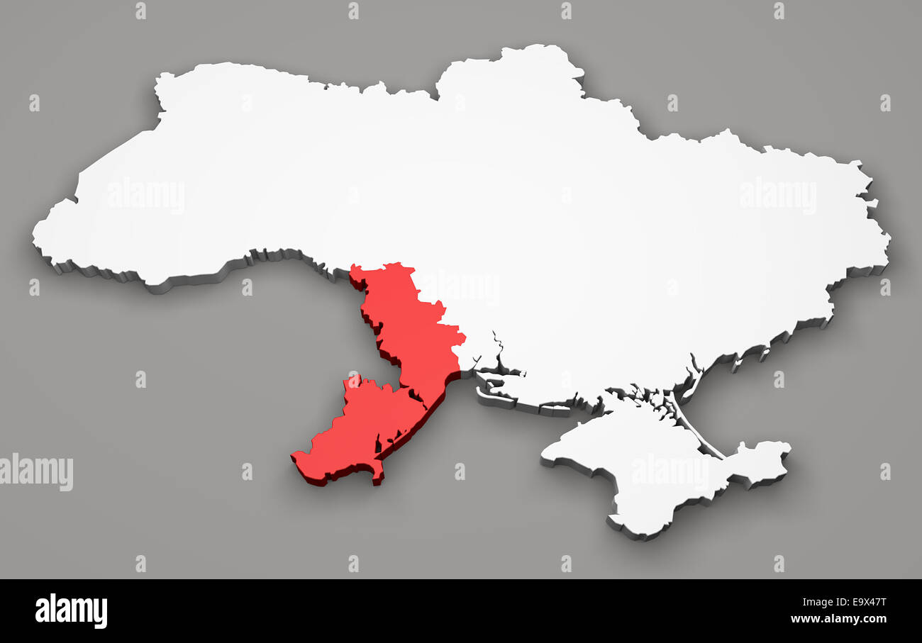 Map of Ukraine, division regions, Odessa Stock Photo