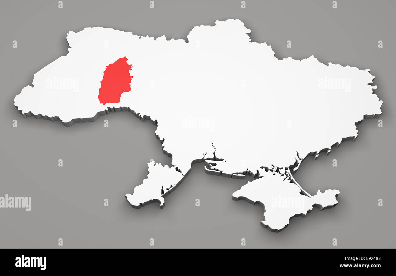 Map of Ukraine, division regions, Khmelnytskyi Stock Photo