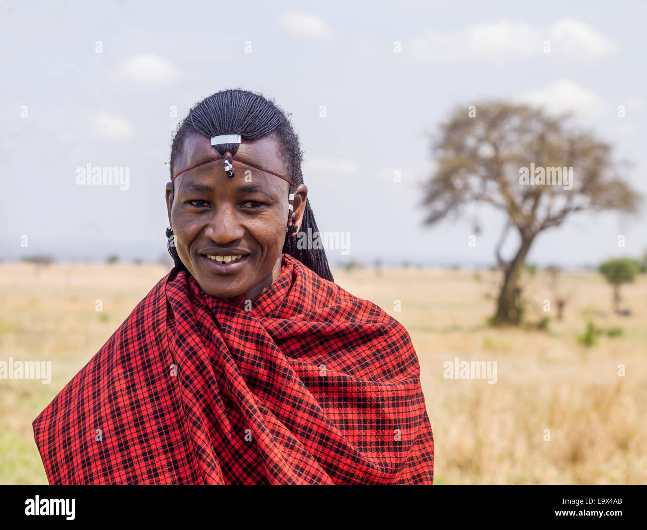 Maasai warrior in Mikumi, Tanzania. Stock Photo