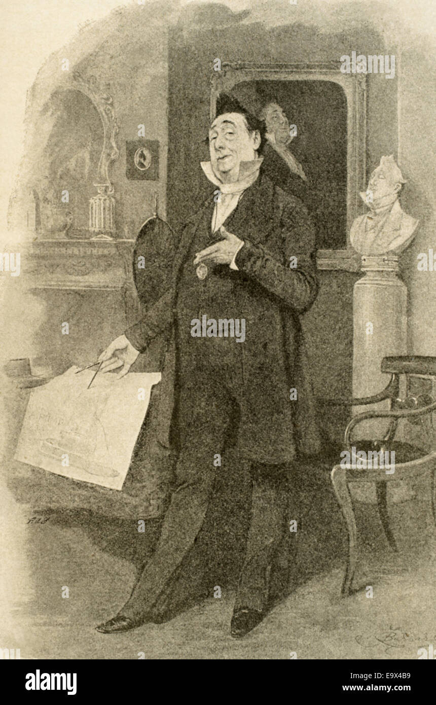 Charles Dickens (1812-1870). Mr. Pecksniff in the novel 'Martin Chuzzlewit', 1843-1844. La Ilustracion Iberica, 1898. Stock Photo