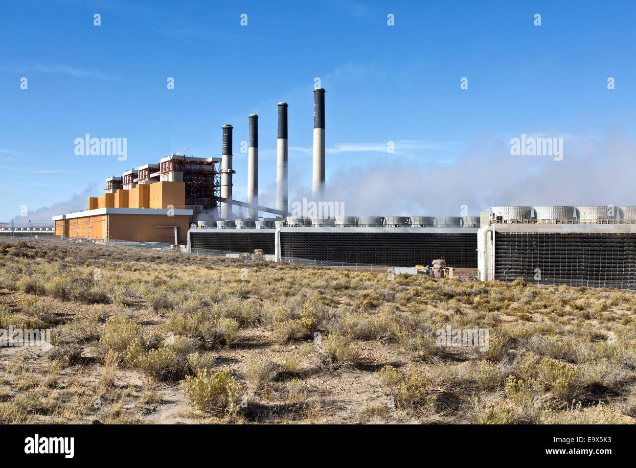 Jim Bridger Power Plant, coal fired. Stock Photo