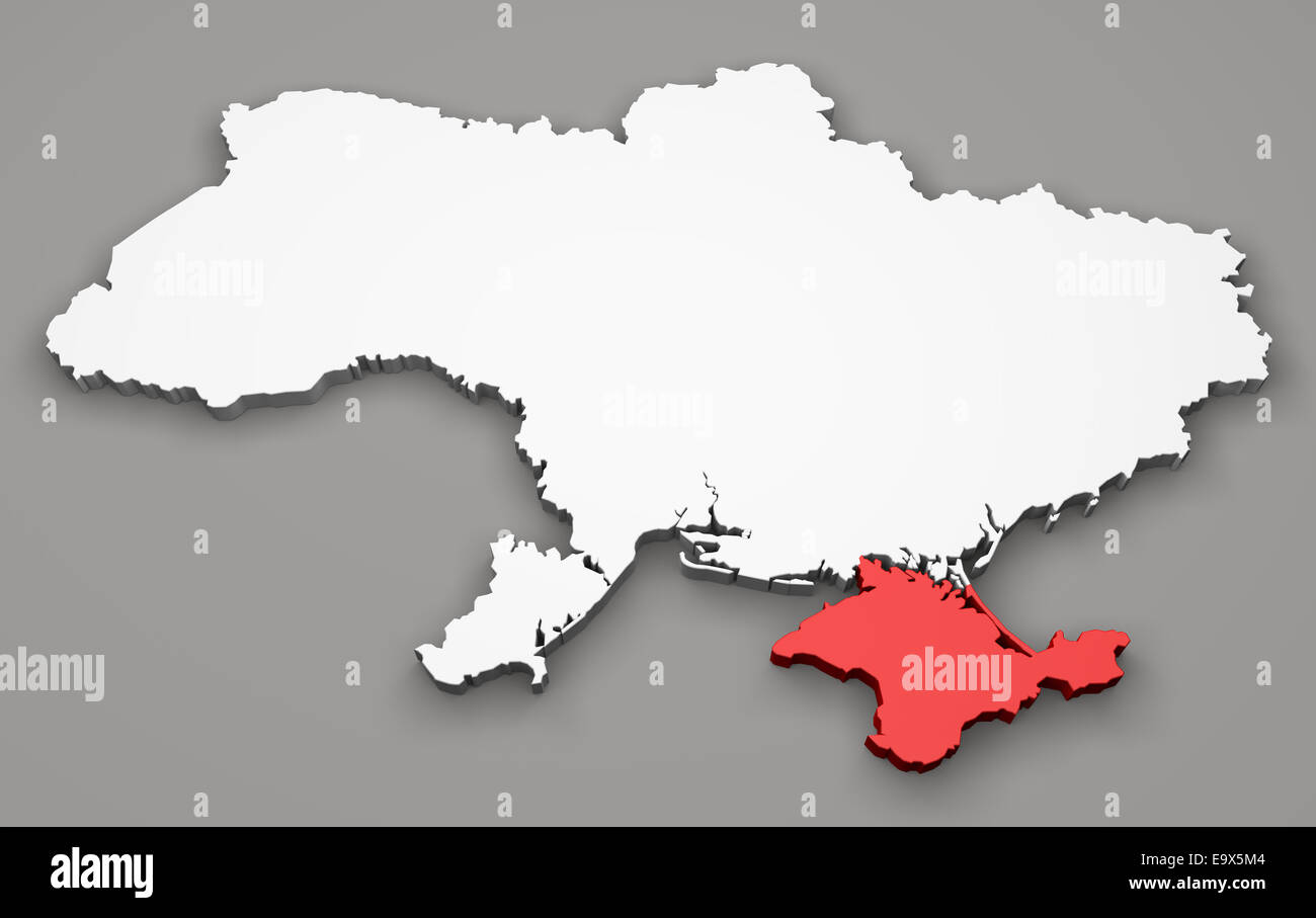 Map of Ukraine, division regions, Crimea Stock Photo