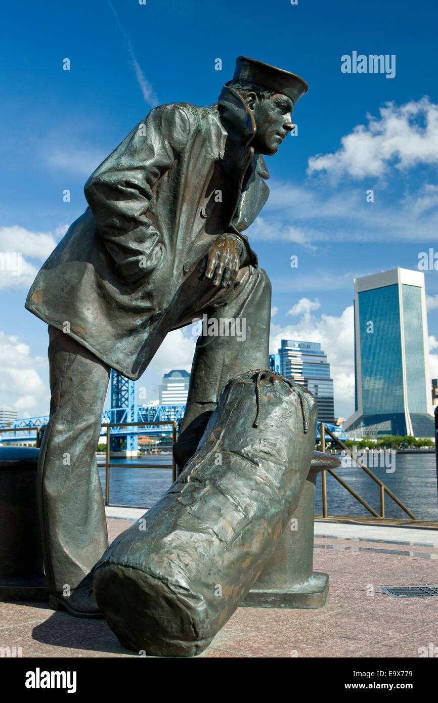 LIBERTY HOUND LONE SAILOR STATUE (©STANLEY BLEIFELD 1987) SAINT JOHNS