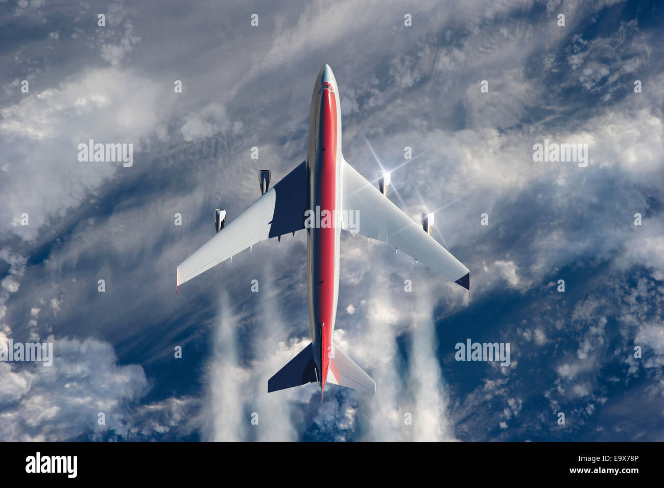 airplane flying above clouds Stock Photo - Alamy