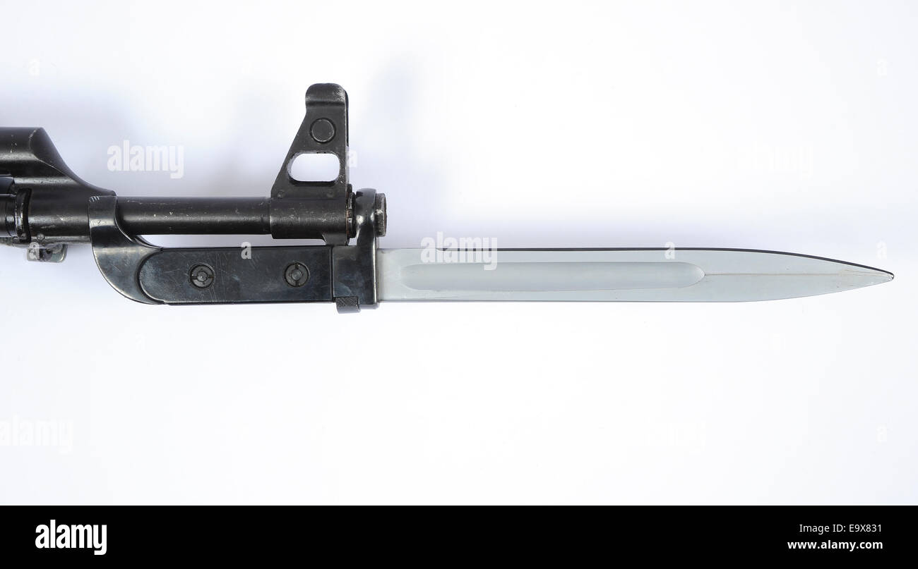 East German MPIK AK47 Assault rifle bayonet Stock Photo