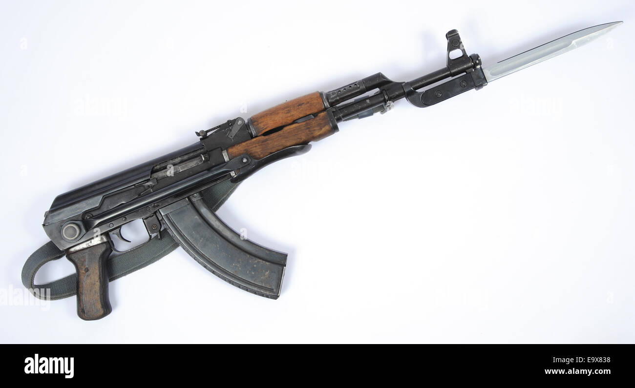 East German MPIkS version of AK47 Assault rifle with bayonet Stock Photo