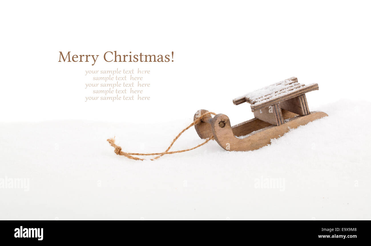 Old vintage wooden sled on white background Stock Photo - Alamy