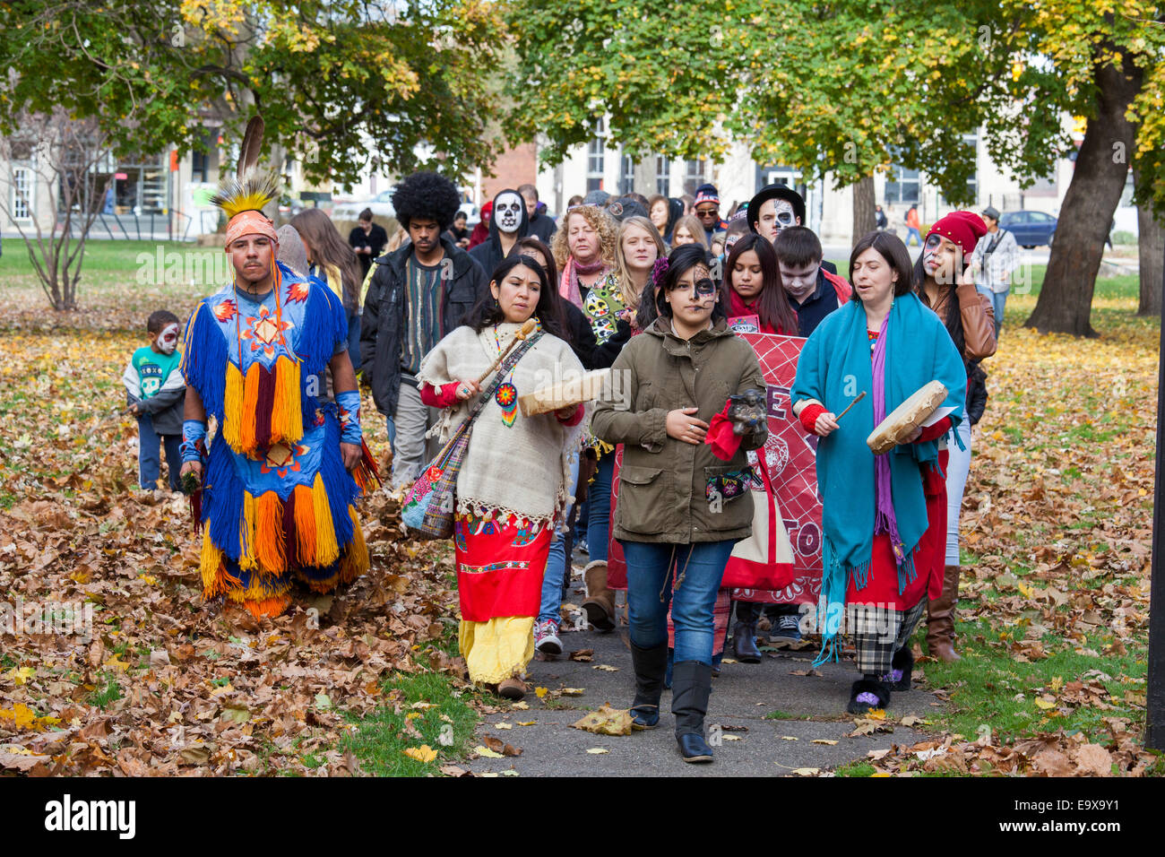 Detroit, Michigan - Residents of Detroit's Mexican-American community celebrate the Day of the Dead. Stock Photo