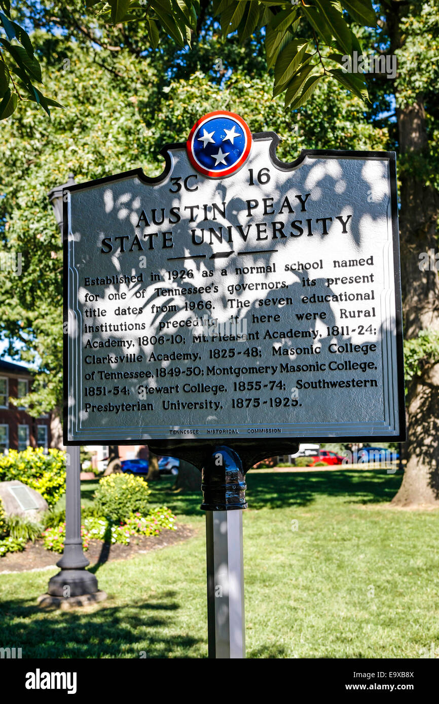 Austin Peay State University Historic Plaque in Clarksville Tennessee