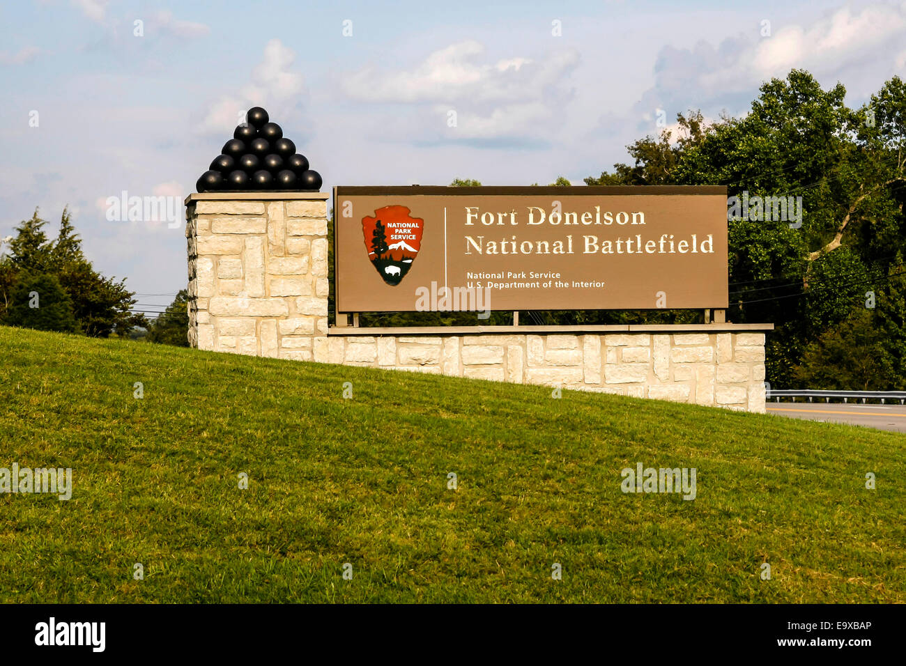 National Parks entrance to Fort Donelson Battlefield in Tennessee Stock Photo