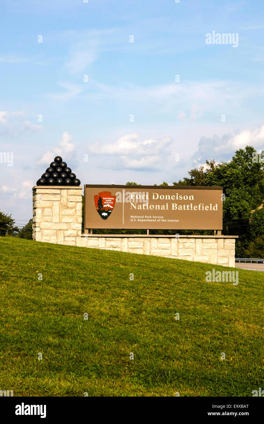 National Parks entrance to Fort Donelson Battlefield in Tennessee Stock Photo