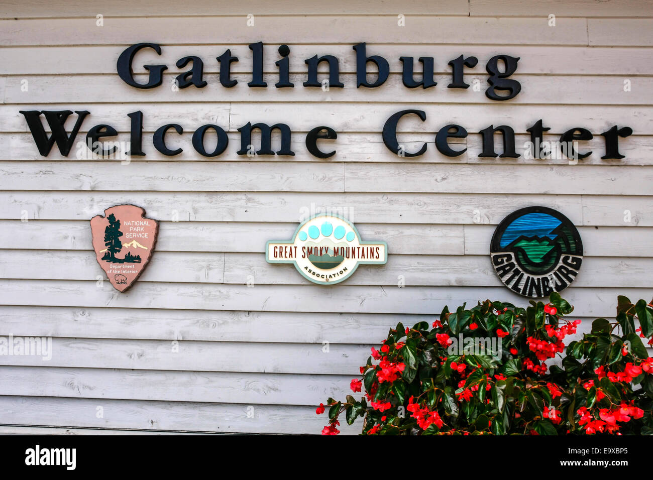 Official badges on the wall of the Gatlinburg Center in