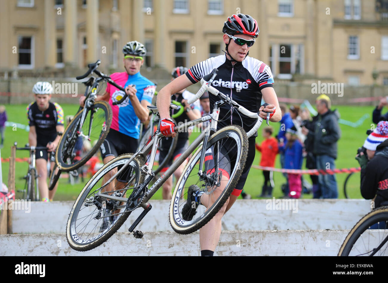 Competitors in a cyclocross race Stock Photo Alamy
