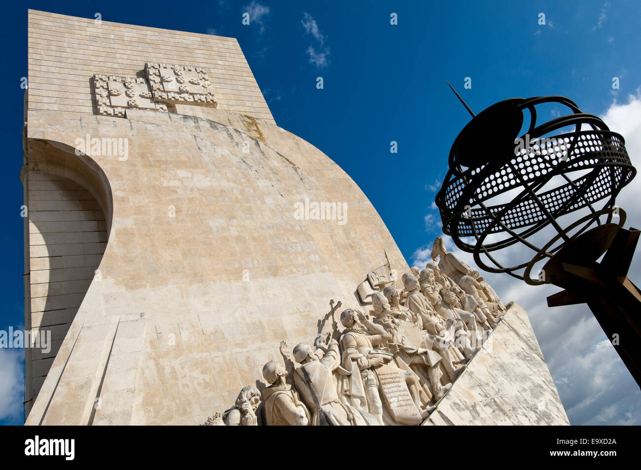 Horizontal close up view of the Monument to the Discoveries in Belem Belém Lisbon Lisboa Stock Photo
