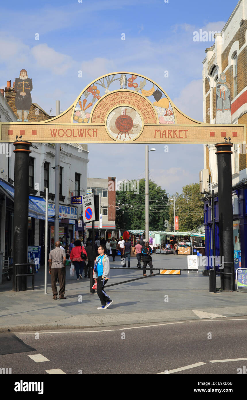 Old Woolwich Market, on Beresford Square, in the Borough of Greenwich in the Thames Gateway regeneration project, SE London Stock Photo