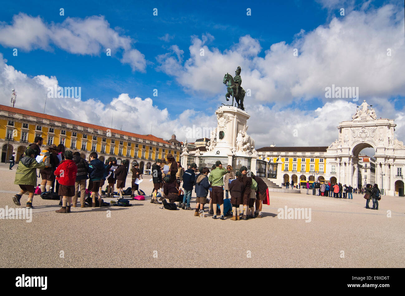 Horizontal view of Commerce Square in Lisbon Stock Photo Alamy