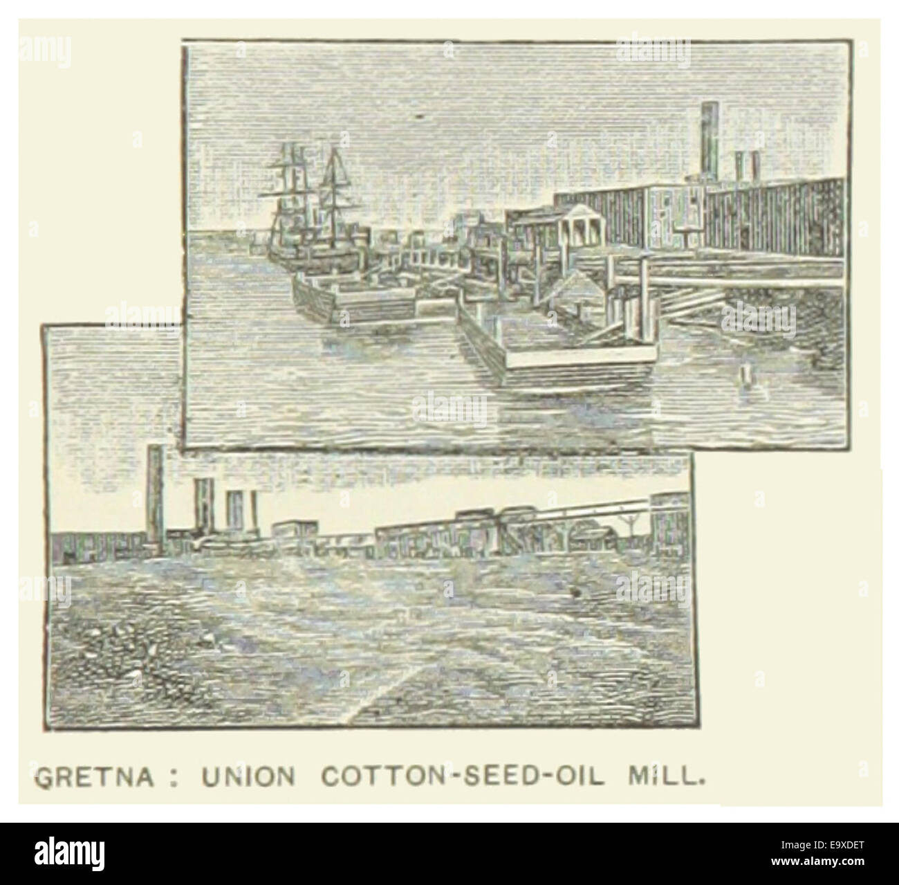 US-LA(1891) p303 GRETNA, UNION COTTON-SEED-OIL MILL Stock Photo