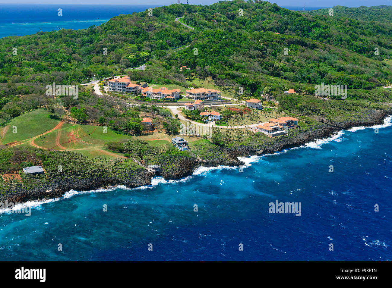 Aerial photo of the island of Roatan, Honduras Stock Photo - Alamy