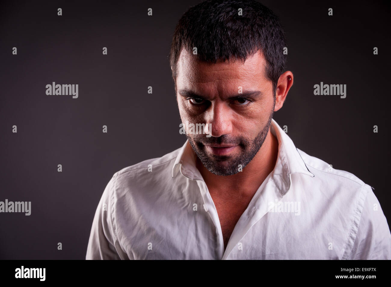man with evil look Stock Photo