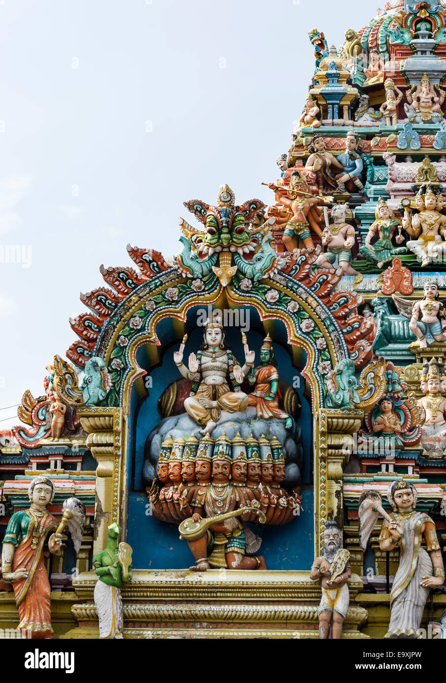 Lord Shiva and his wife Parvati sitting on the Kailash Mountain Stock