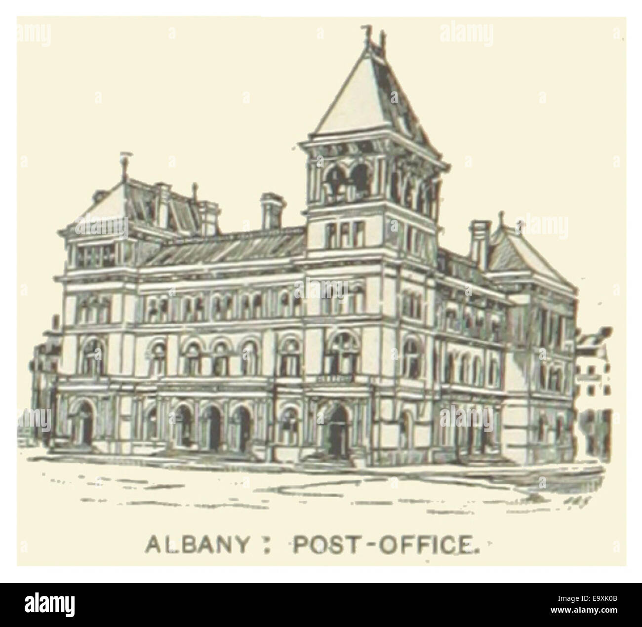 USNY(1891) p636 ALBANY, POST OFFICE Stock Photo Alamy