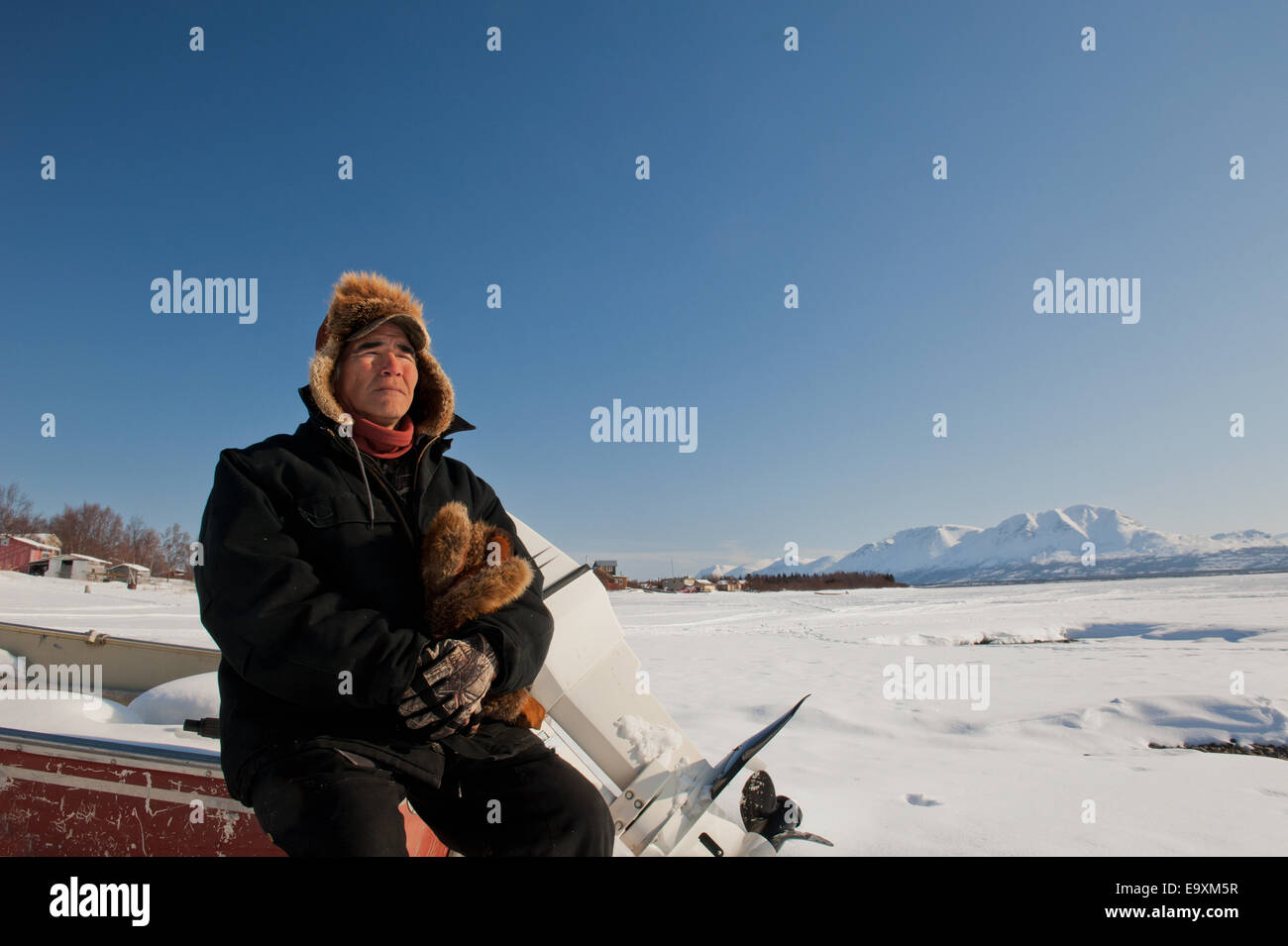 Alaska,Snow,Senior Men,Athabaskan Stock Photo