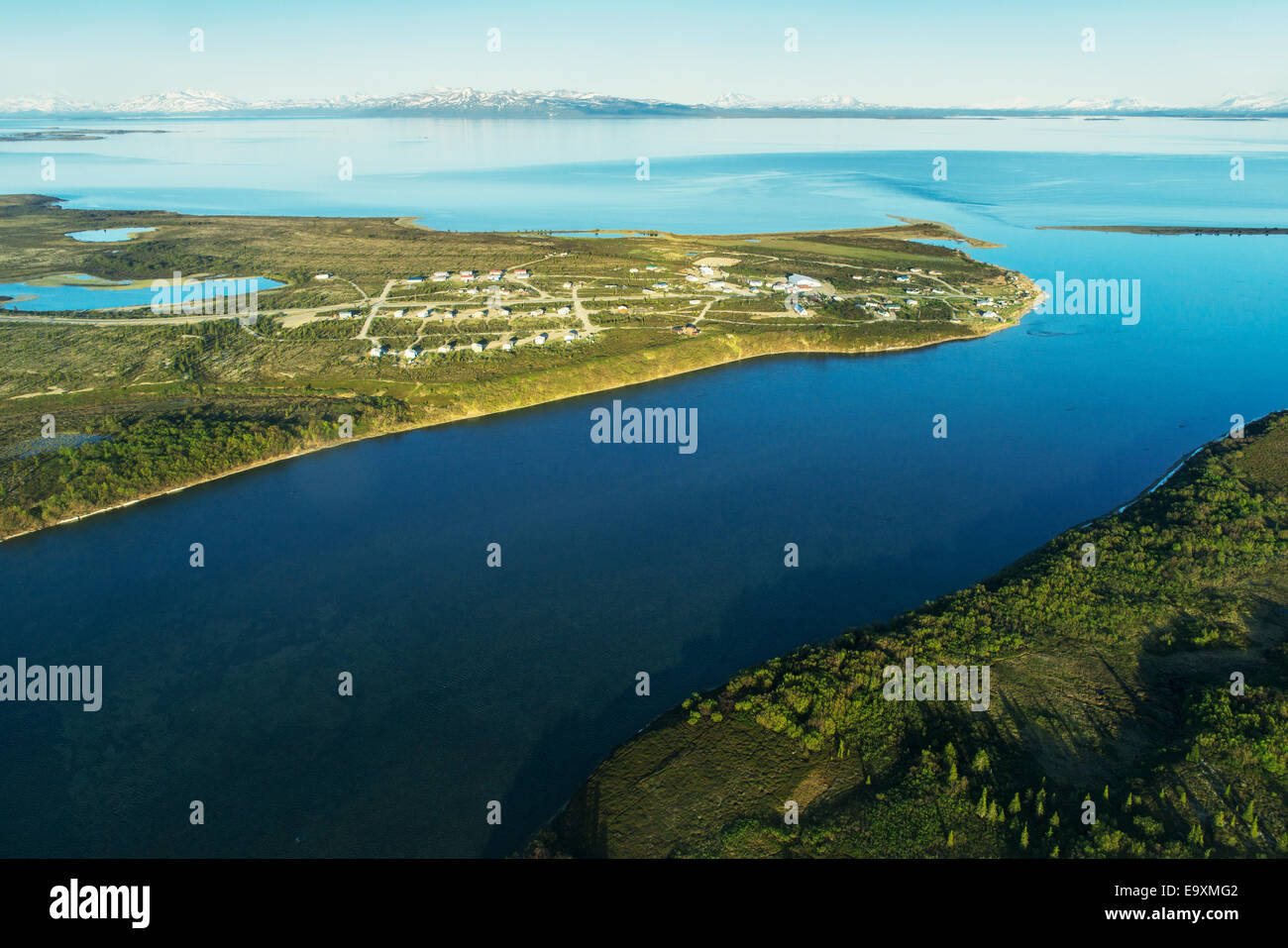 Alaska,Aerial View,Newhalen River,Lake Iliamna Stock Photo