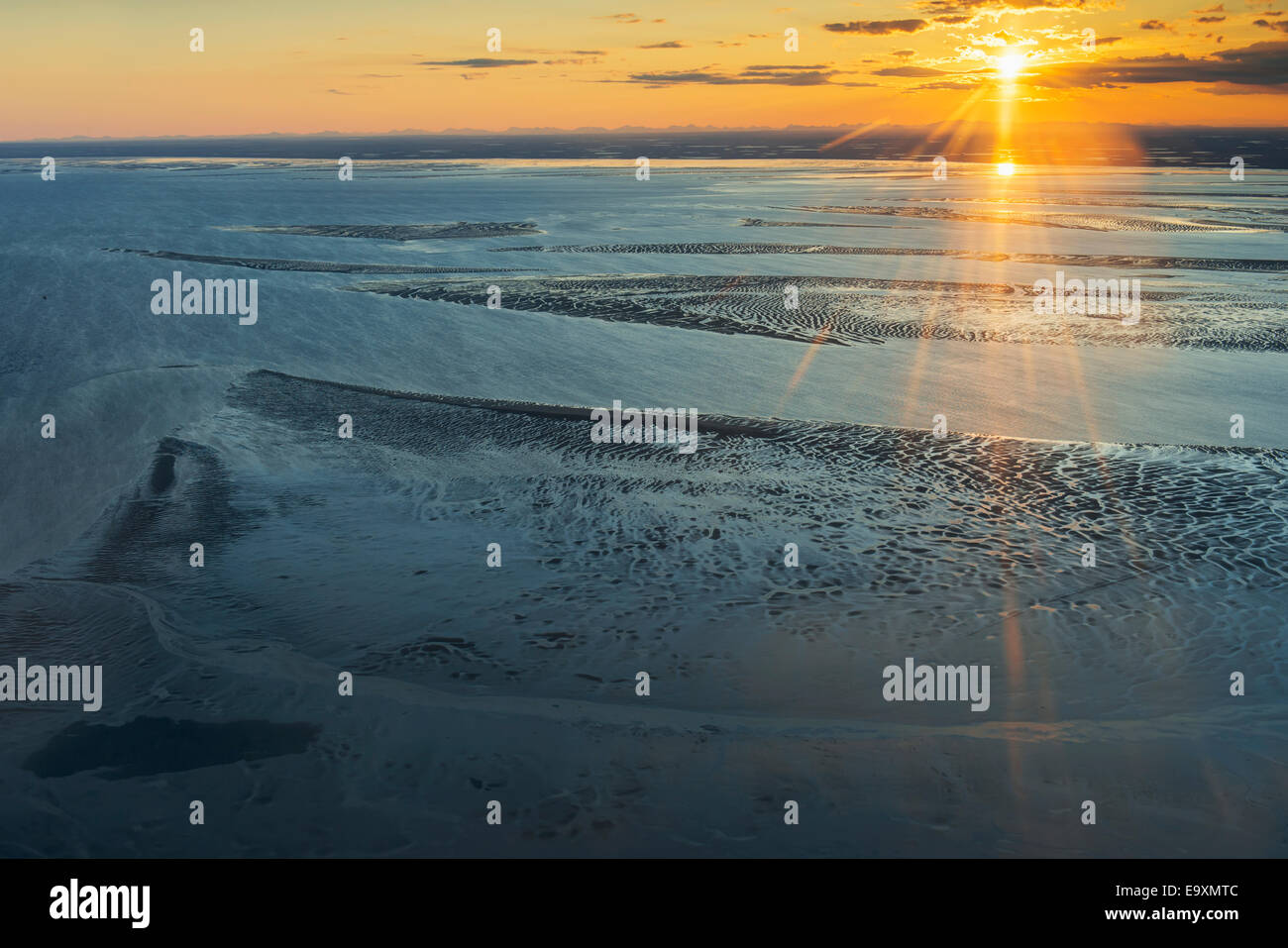 Aerial view of Bristol Bay from the mouth of the Naknek River