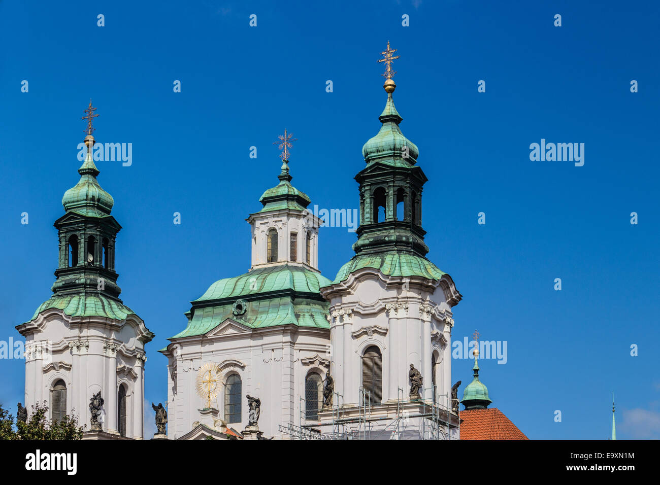 Exteriors of Church of St. James the Greater in Old Town in Prague Stock Photo