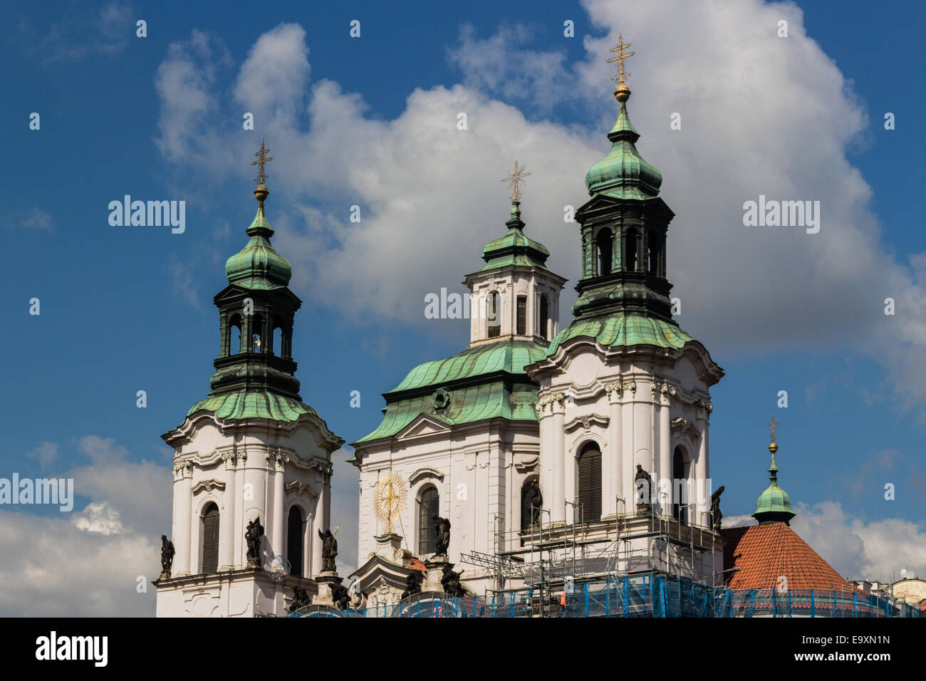 Exteriors of Church of St. James the Greater in Old Town in Prague Stock Photo