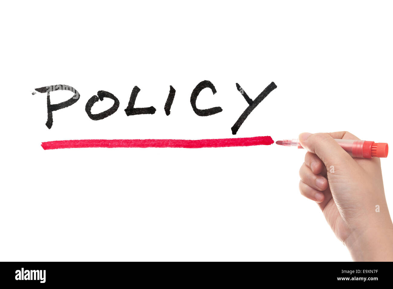 Policy word written on white board Stock Photo