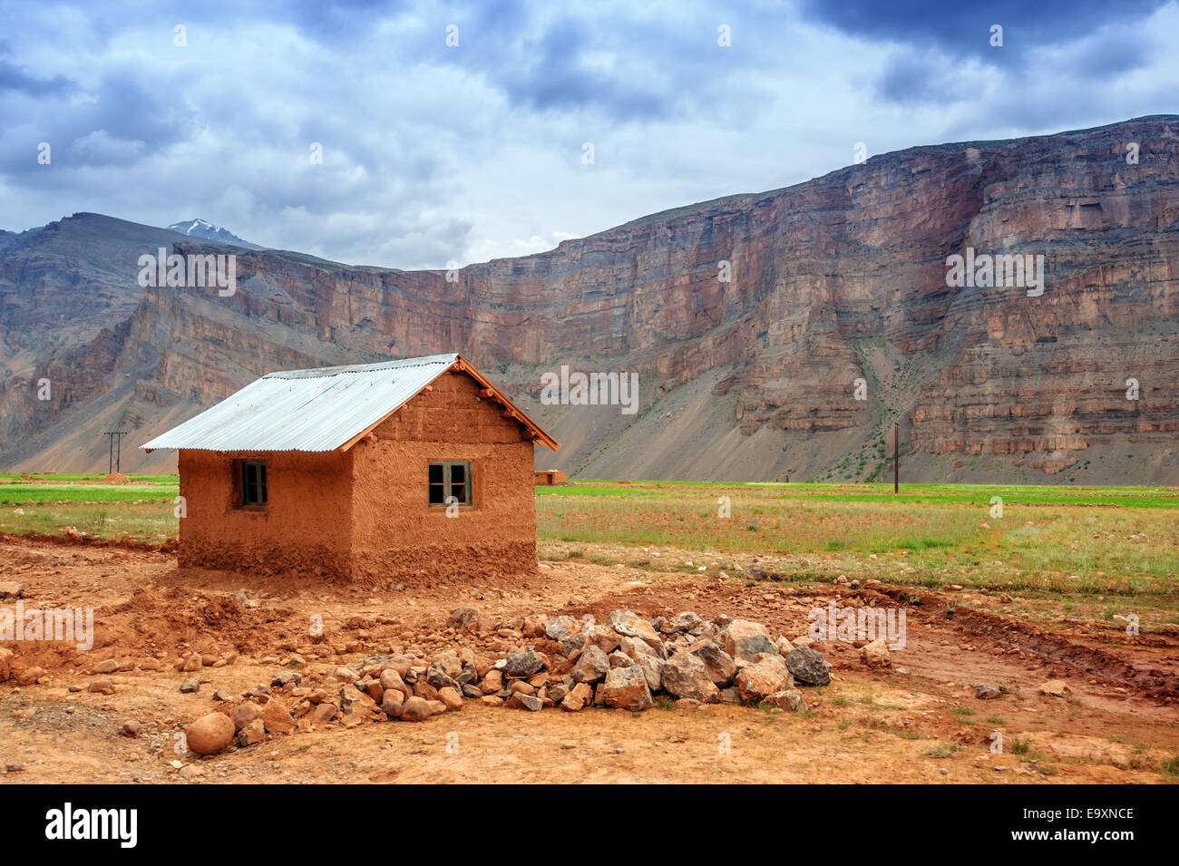 small house in himalayas mountain Stock Photo