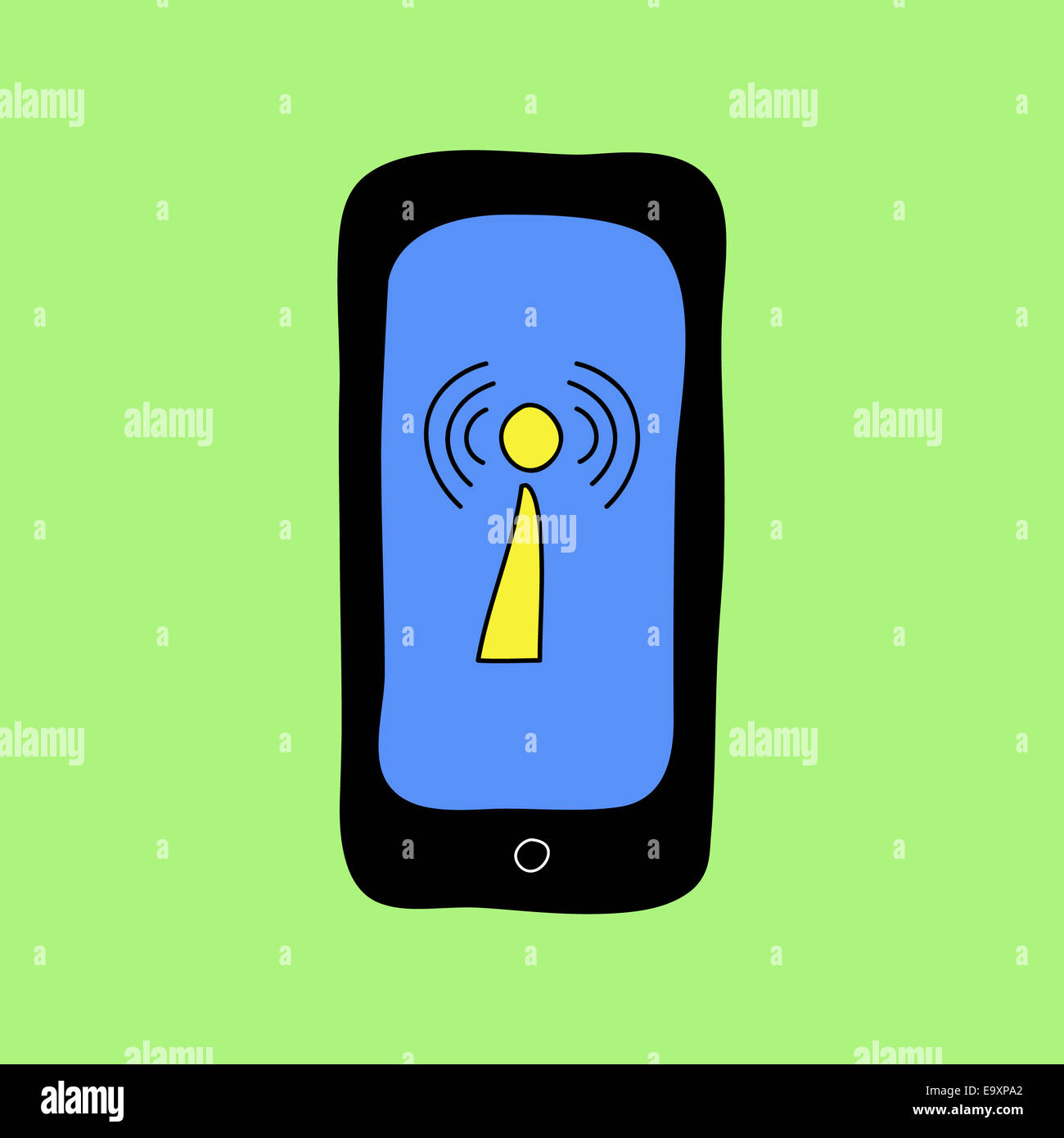 Doodle style phone with wi-fi sign Stock Photo