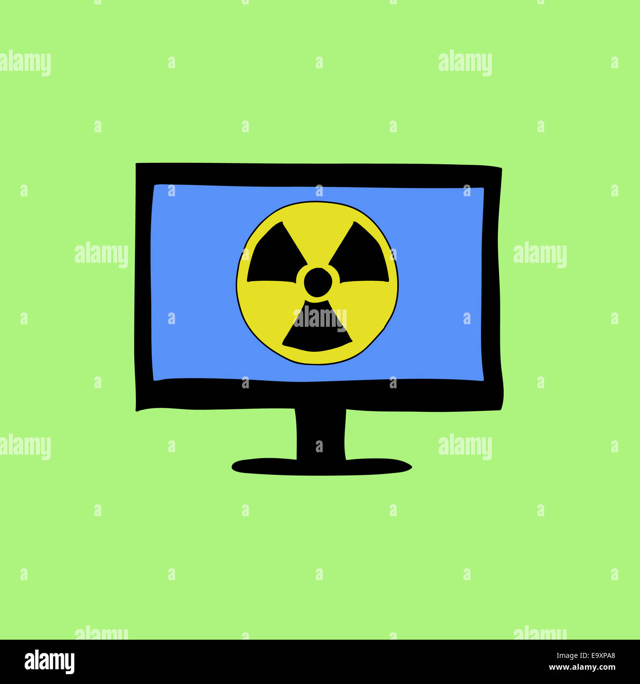 Doodle style computer with virus sign Stock Photo